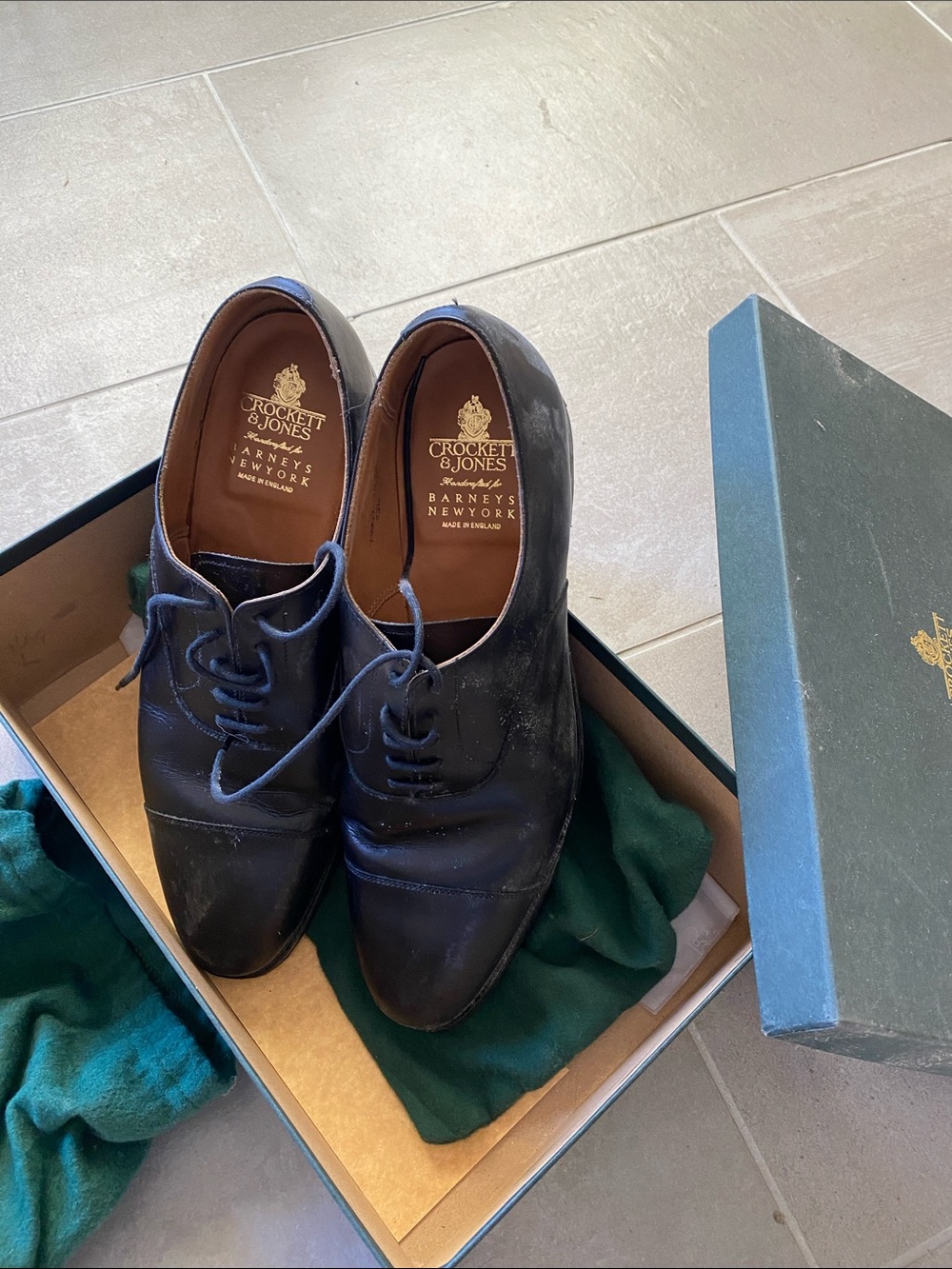 Crockett & Jones Black Leather Derby Shoes